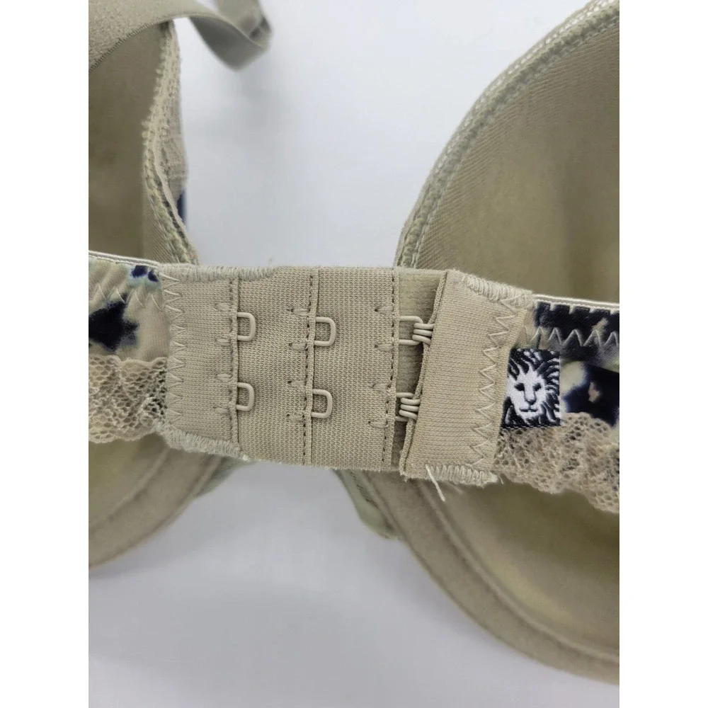 Anne Klein Green Floral Print Adjustable Underwire Bra Size 34DD‎